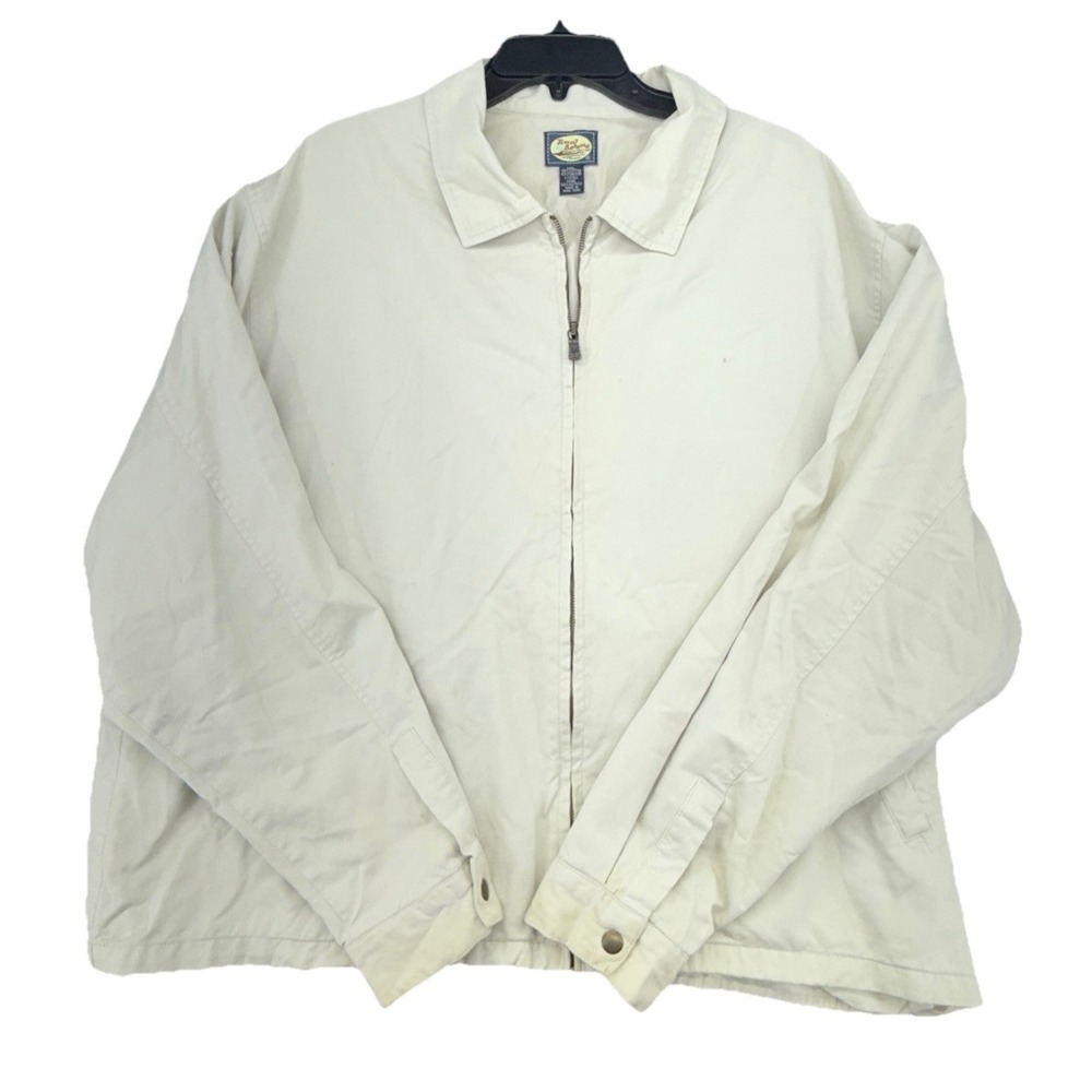 Tommy Bahama Jacket Mens XL Bomber Beige Cream Lyocell Cotton blend